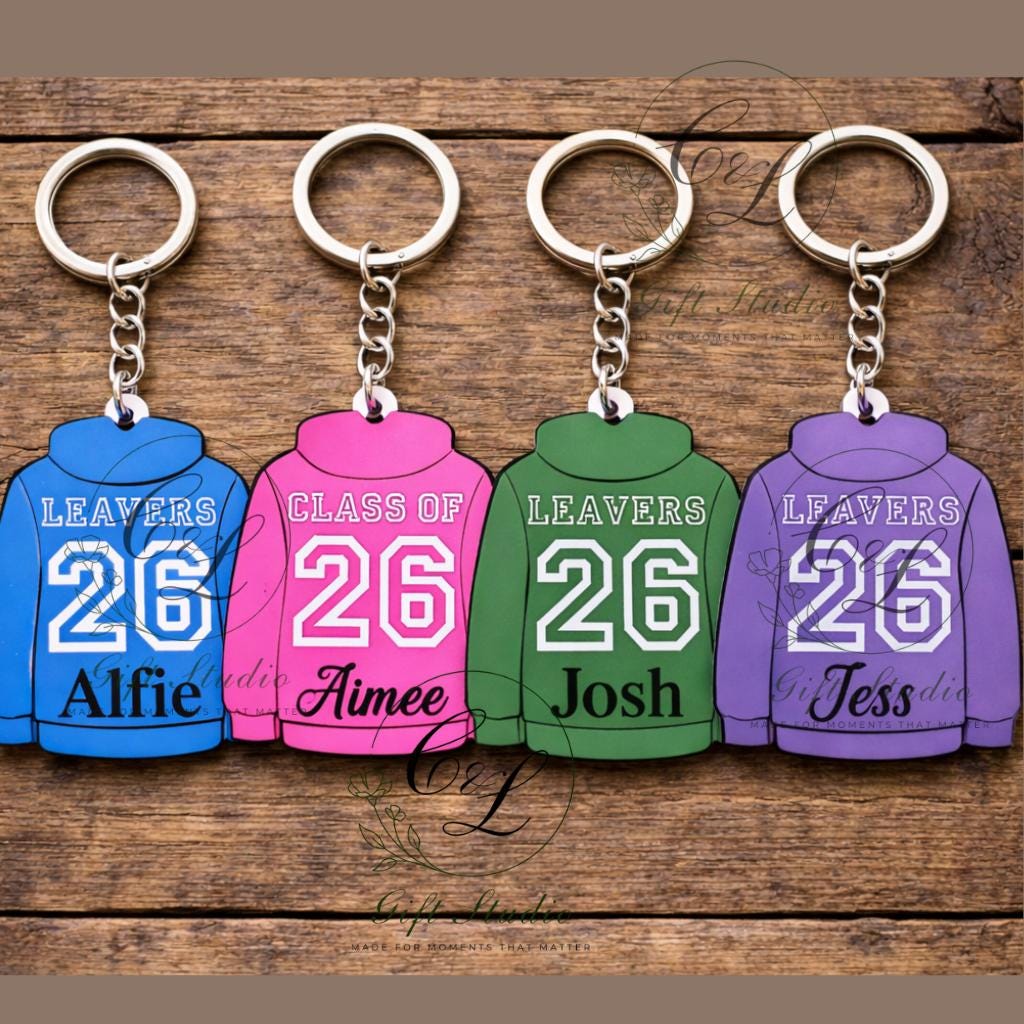 Personalised School Leavers Keyring | Class of 2026 Hoodie Keyring | Custom Name Leavers Gift | End of School Keepsake