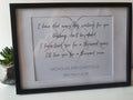 Personalised 'our song' chorus lyrics valentines love print