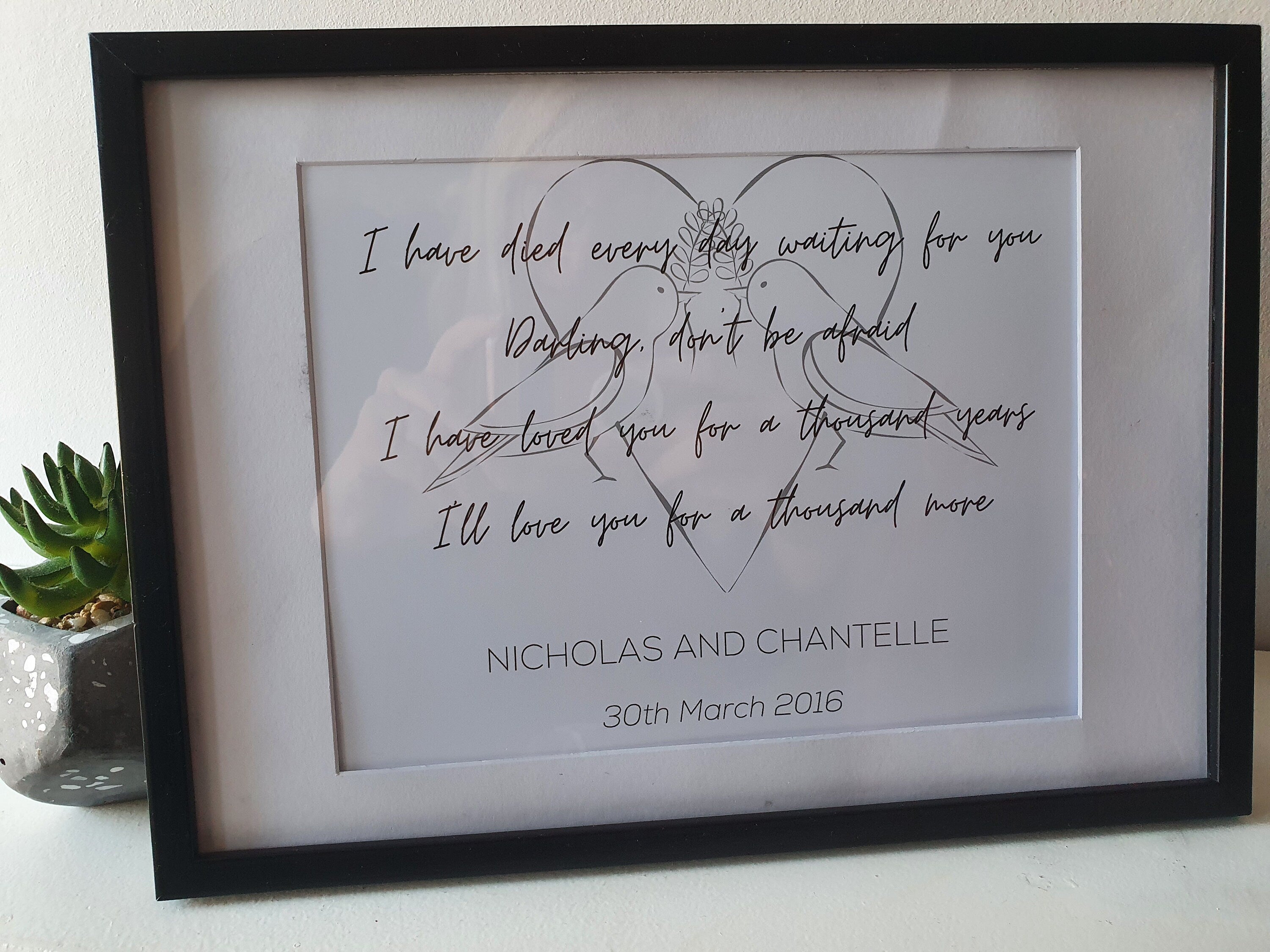 Personalised 'our song' chorus lyrics valentines love print