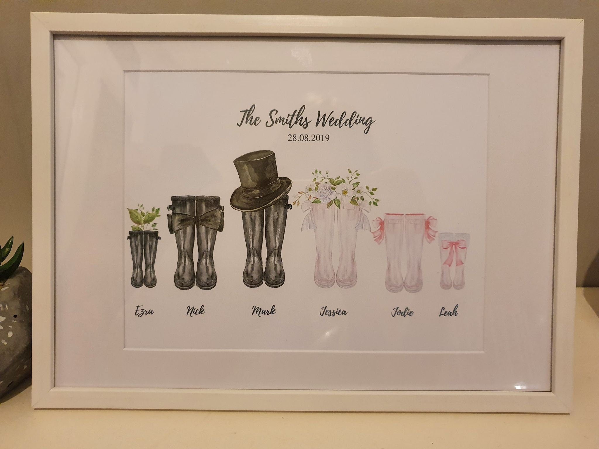 Personalised Wedding family Wellies Print- Two families become one
