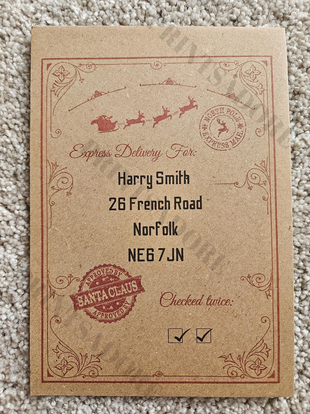 Personalised letter from Santa with Nice List Certificate and envelope 2026 Christmas eve box