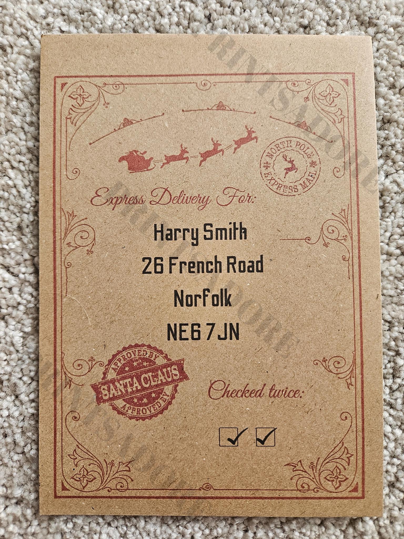 Personalised letter from Santa with Nice List Certificate and envelope 2026 Christmas eve box