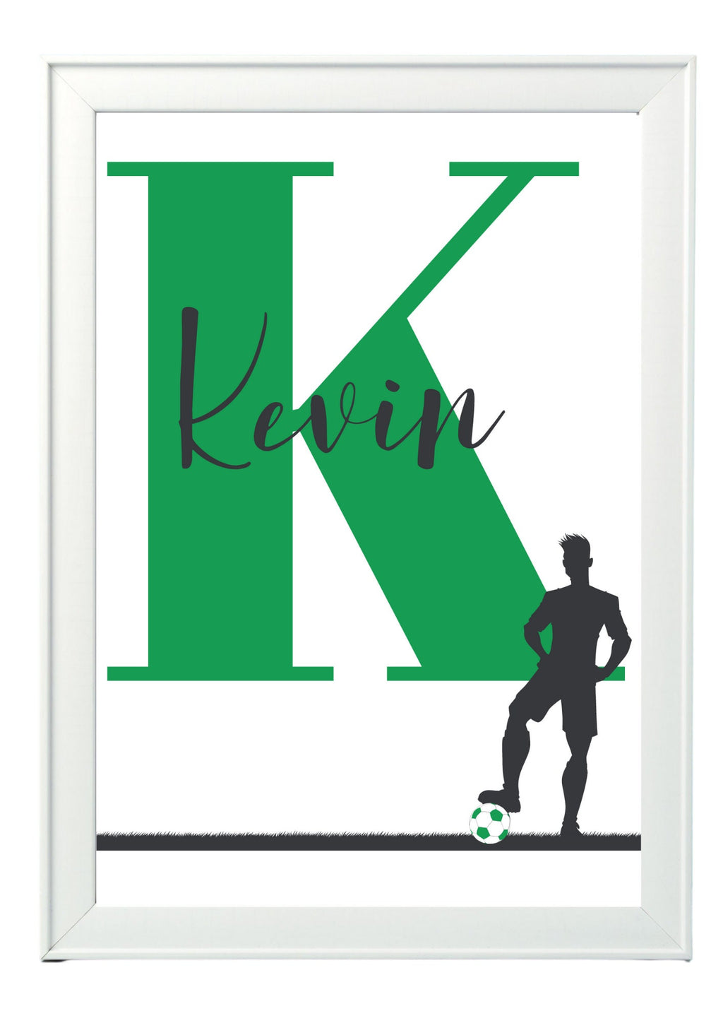 Personalised boy Initial football Nursery/ Bedroom Print- different colours