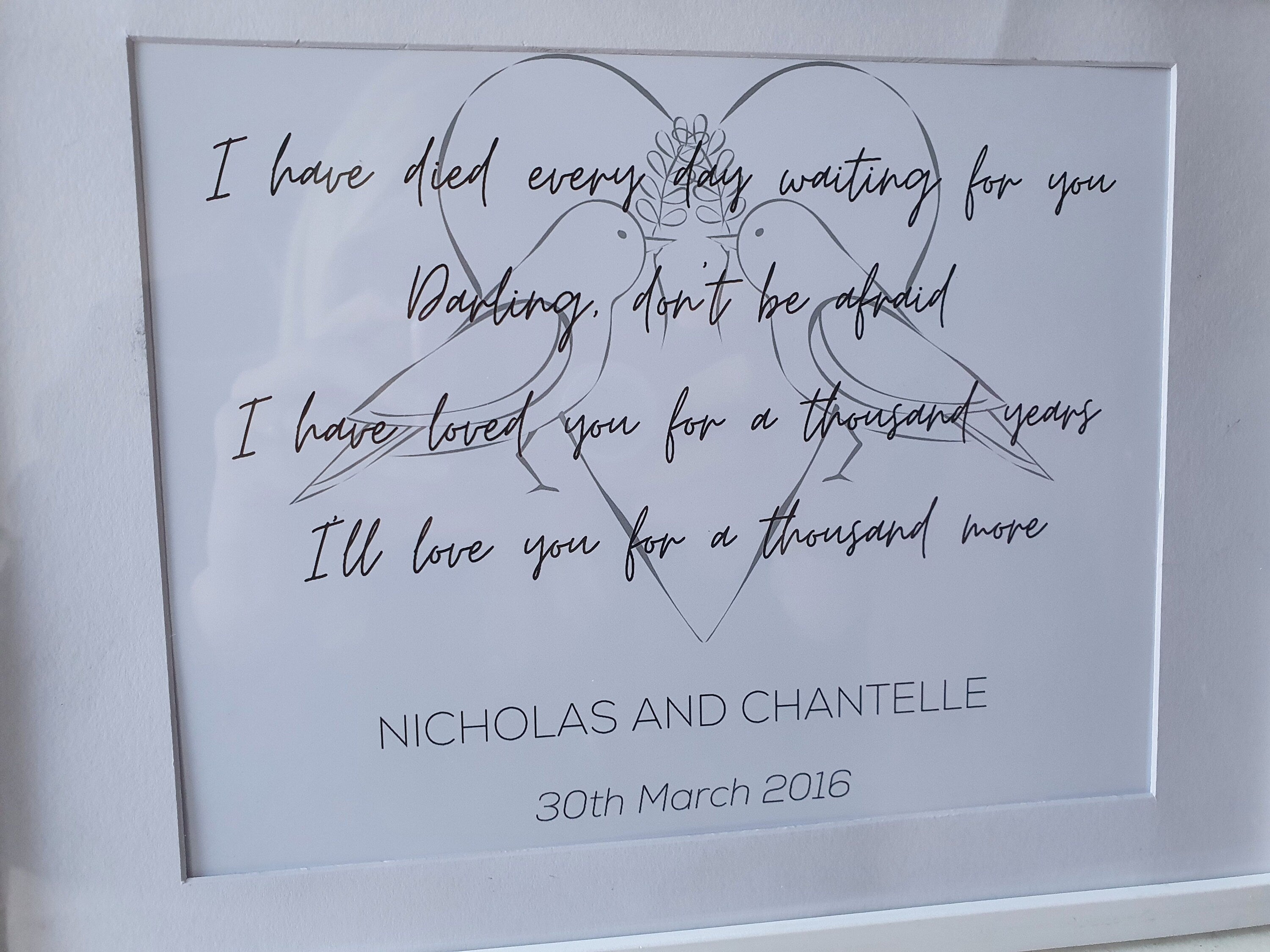 Personalised 'our song' chorus lyrics valentines love print