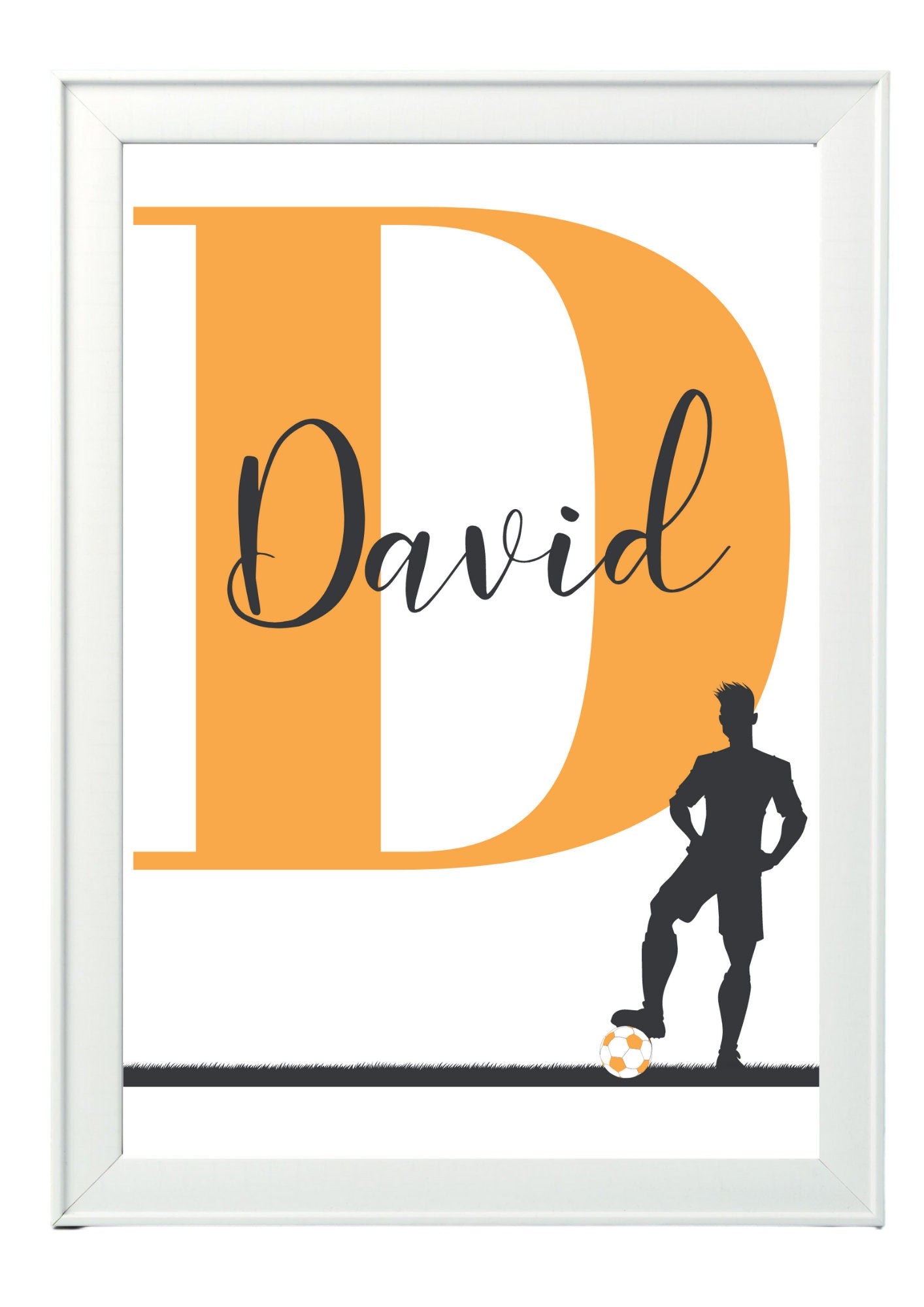 Personalised boy Initial football Nursery/ Bedroom Print- different colours