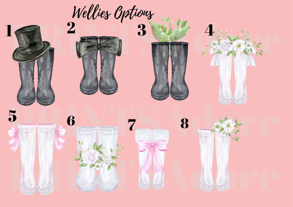 Personalised Wedding family Wellies Print- Two families become one