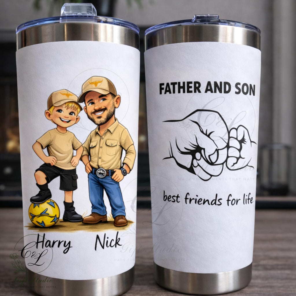 Personalised Travel Cup| Custom Cartoon Portrait Hot Cup| Family, Couple, Kids, Sports & Friendship Gift | 20oz Stainless Steel