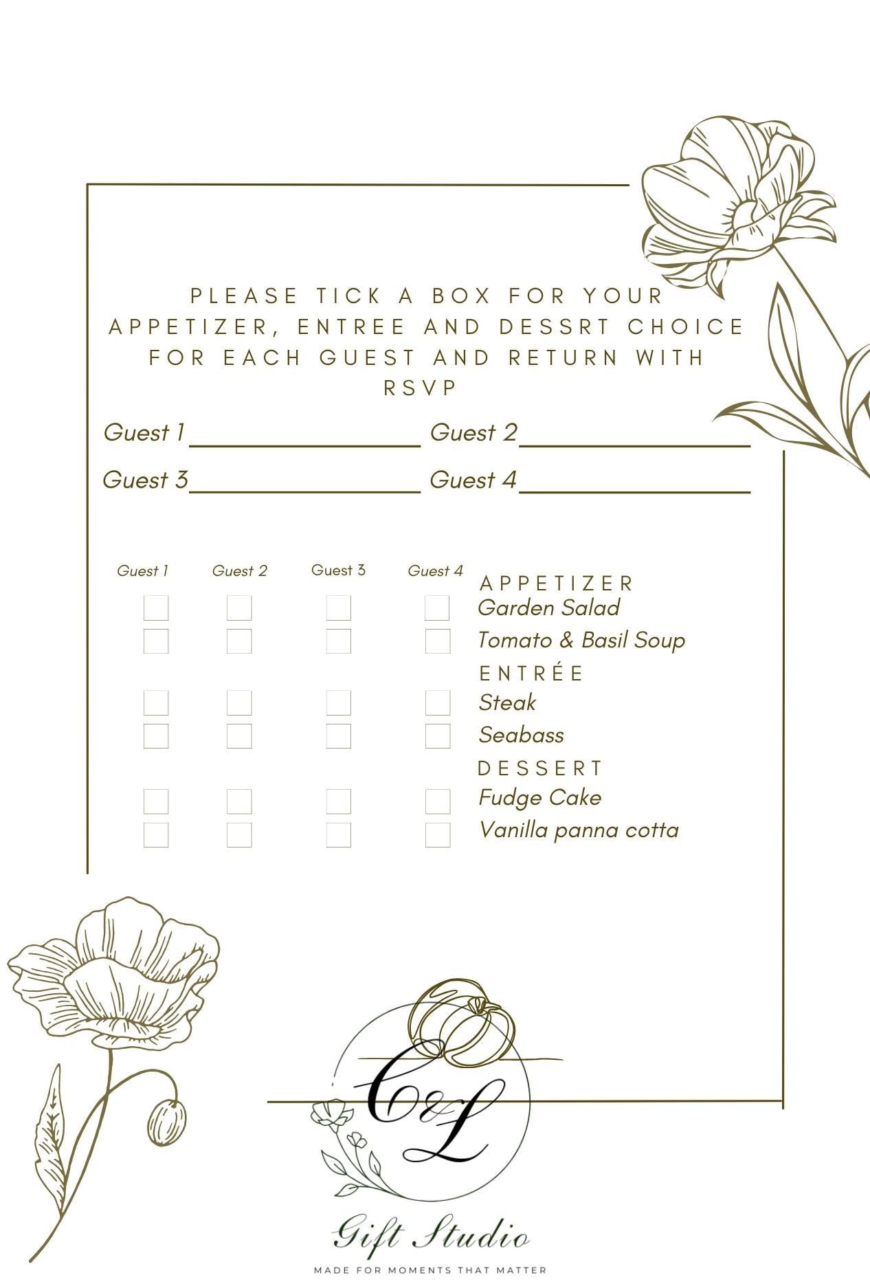 Personalised Wedding Invitation Suite | Luxury Wedding Invites | Invite, RSVP, Menu & Details Cards