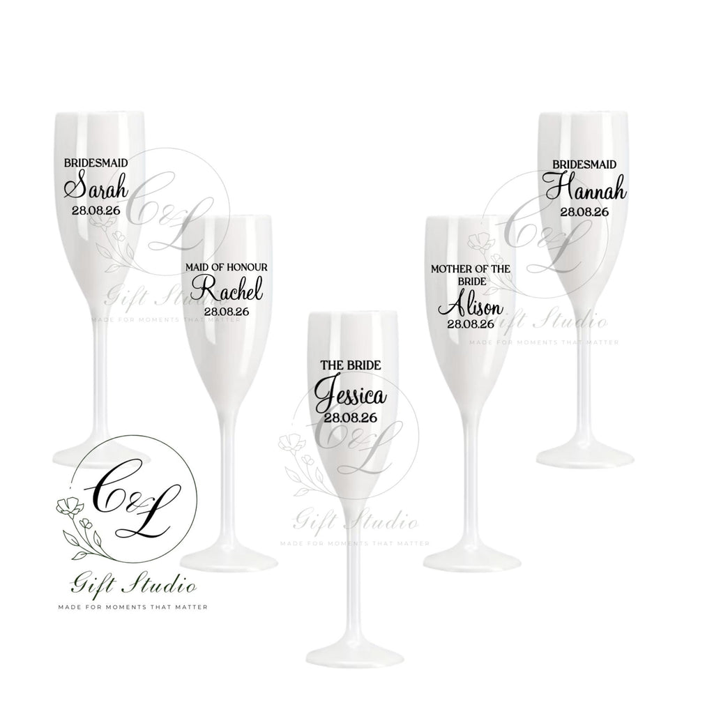 Personalised Bridal Party Champagne Flutes | Bridesmaid Gift | Maid of Honour Glass | Wedding Champagne Flute | Bridal Party Proposal Gift