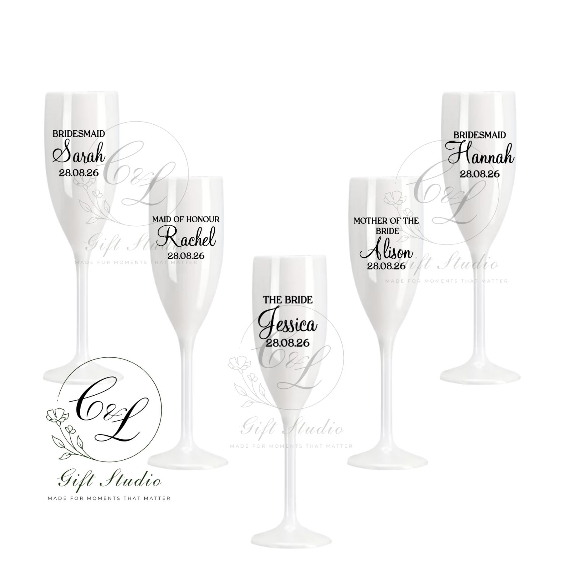 Personalised Bridal Party Champagne Flutes | Bridesmaid Gift | Maid of Honour Glass | Wedding Champagne Flute | Bridal Party Proposal Gift