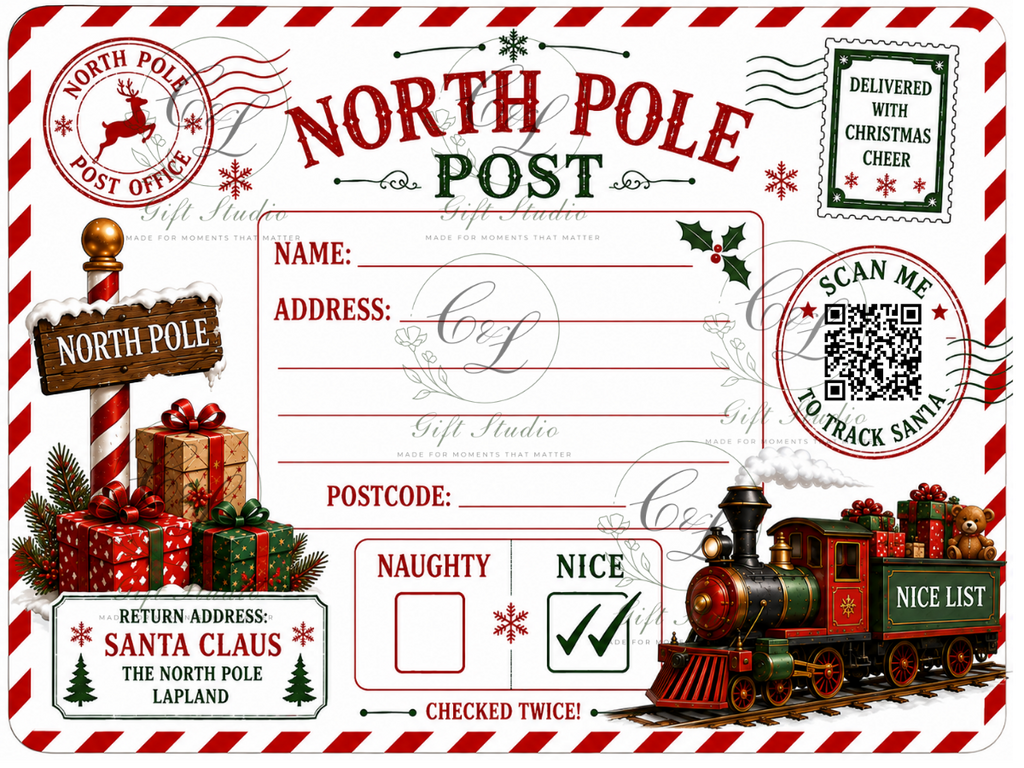 Personalised North Pole Christmas Labels, Santa Gift Stickers, Nice List Present Labels, Christmas Eve Stickers, From Santa Labels