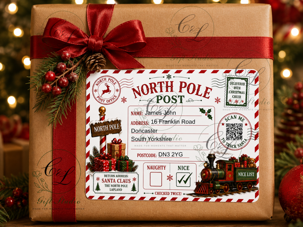 Personalised North Pole Christmas Labels, Santa Gift Stickers, Nice List Present Labels, Christmas Eve Stickers, From Santa Labels