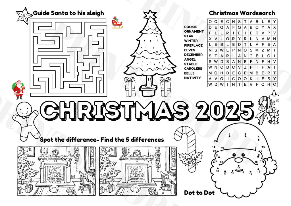 Personalised Children's Christmas activity sheets