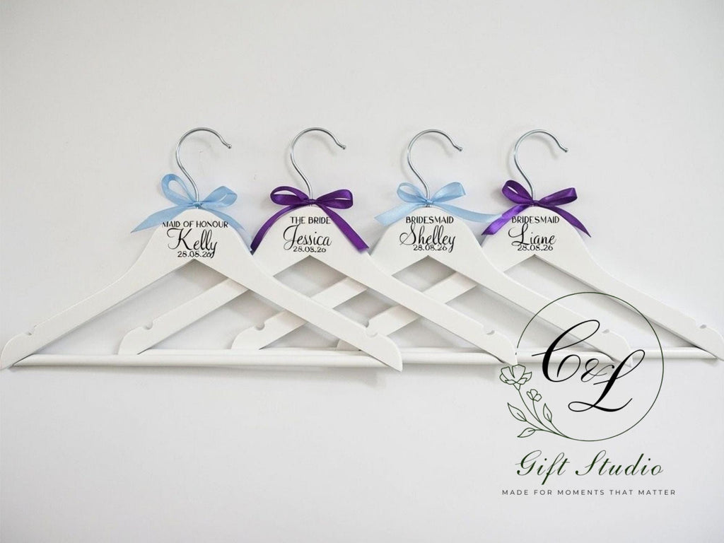 Personalised Wooden Wedding Coat Hangers | Bride, Groom & Bridal Party Hangers | Wedding Hanger | Wedding Day Keepsake