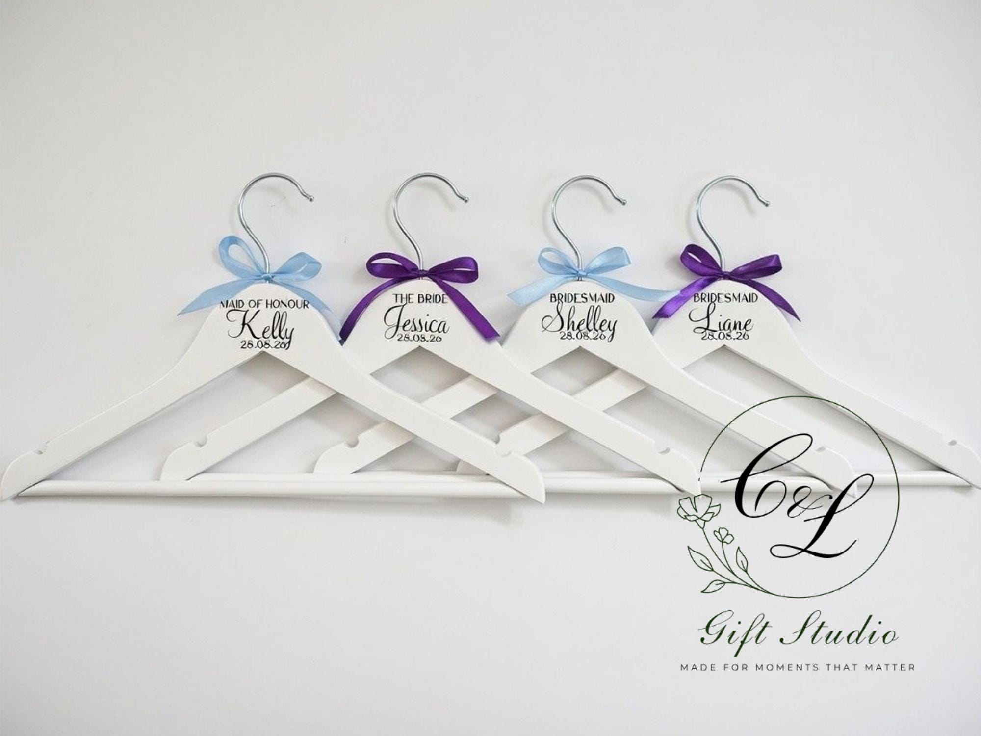 Personalised Wooden Wedding Coat Hangers | Bride, Groom & Bridal Party Hangers | Wedding Hanger | Wedding Day Keepsake