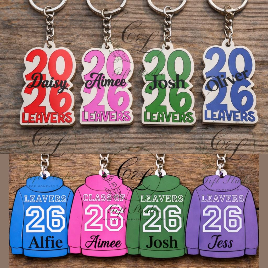 Personalised School Leavers Keyring | Class of 2026 Hoodie Keyring | Custom Name Leavers Gift | End of School Keepsake