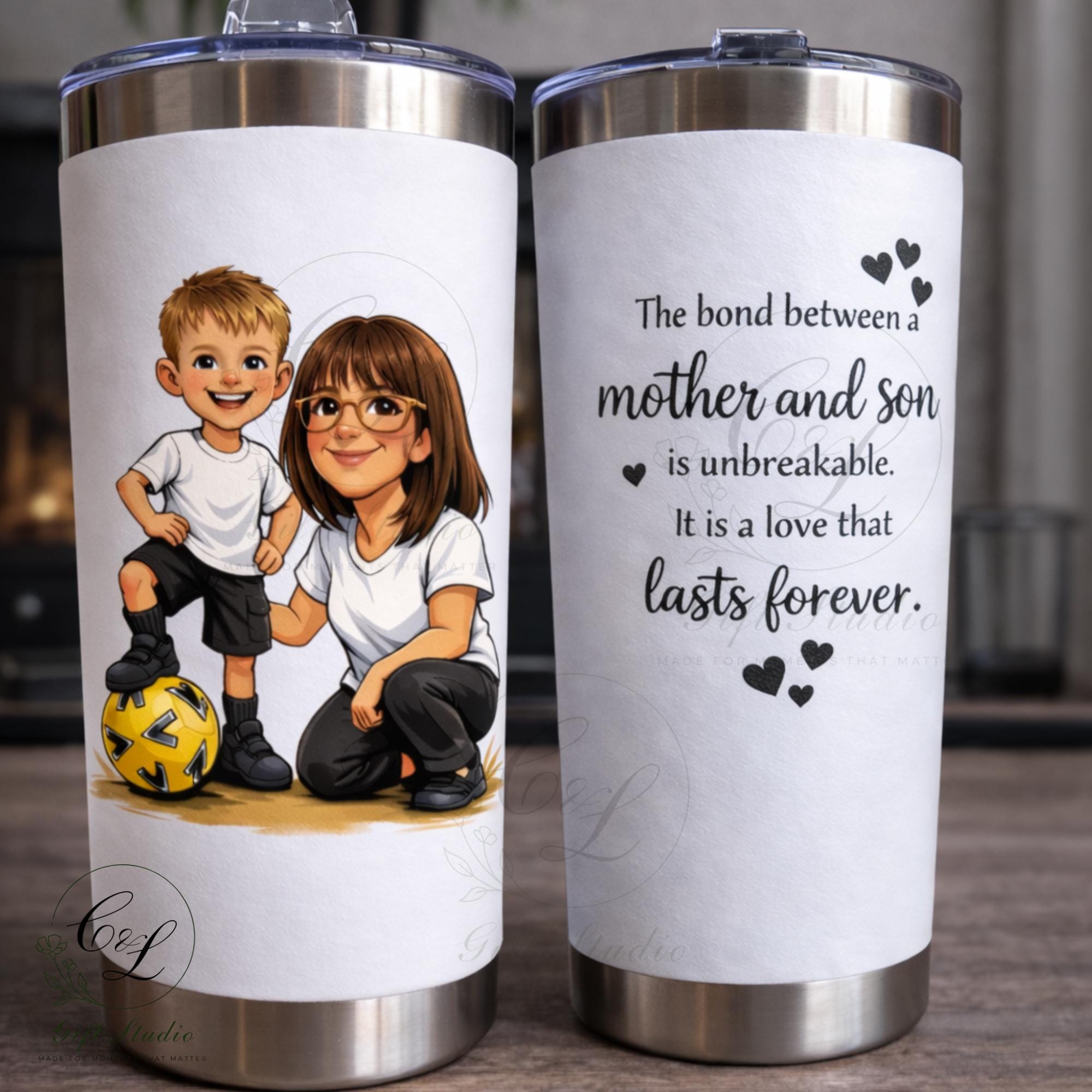 Personalised Travel Cup| Custom Cartoon Portrait Hot Cup| Family, Couple, Kids, Sports & Friendship Gift | 20oz Stainless Steel