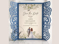 Personalised Laser Cut Save the Date Cards | Elegant Lace Wedding Save the Dates | Personalized Wedding Announcement | Floral Gatefold Card