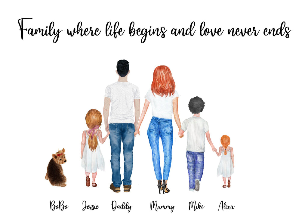 Personalised Family Members Print birthday Gift