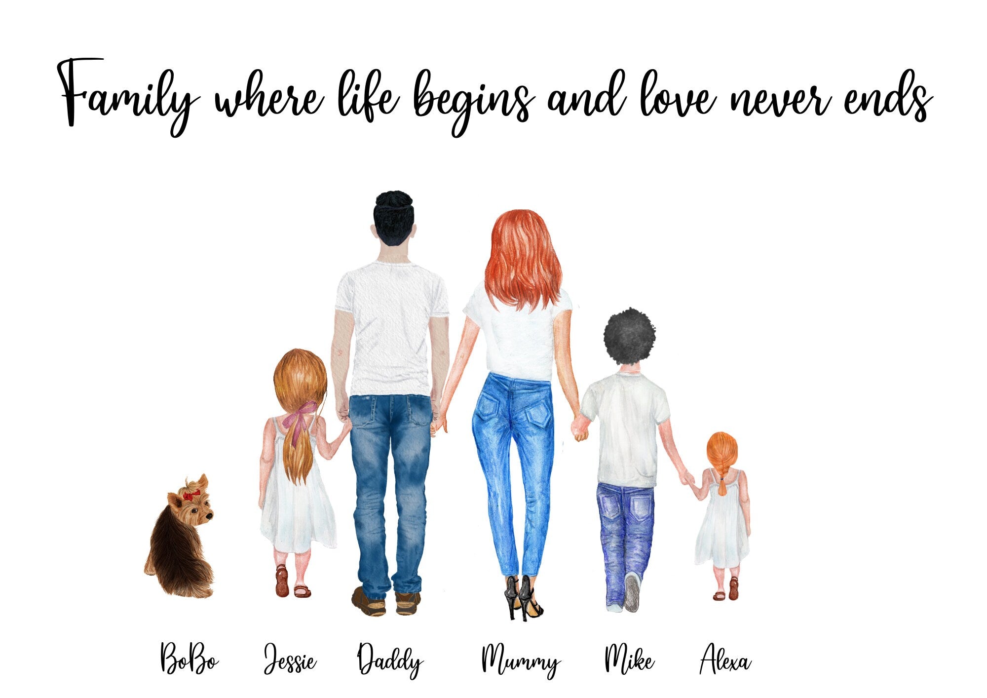 Personalised Family Members Print birthday Gift