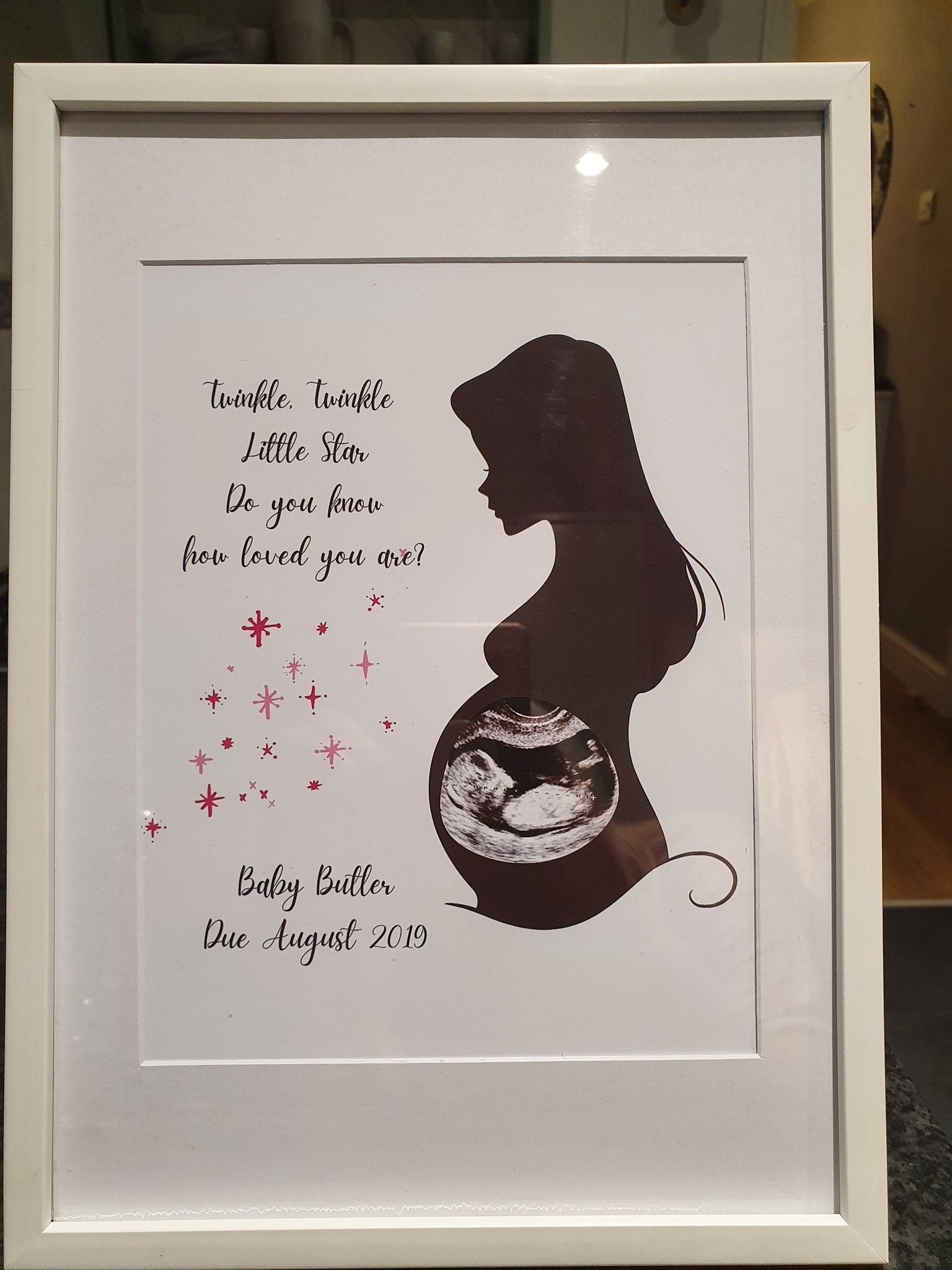 Personalised Twinkle, Twinkle Little Star Pregnant Lady Ultrasound Baby Shower, Baby Scan Pregnancy Keepsake Gift Print