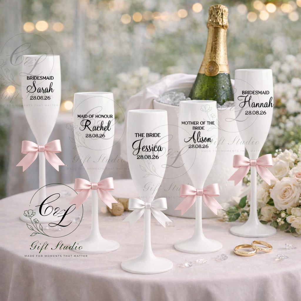 Personalised Bridal Party Champagne Flutes | Bridesmaid Gift | Maid of Honour Glass | Wedding Champagne Flute | Bridal Party Proposal Gift