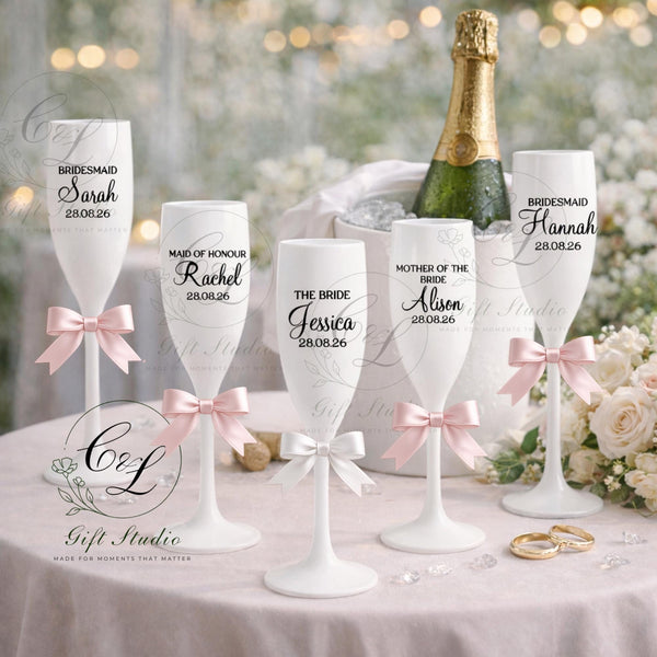 Personalised Bridal Party Champagne Flutes | Bridesmaid Gift | Maid of Honour Glass | Wedding Champagne Flute | Bridal Party Proposal Gift