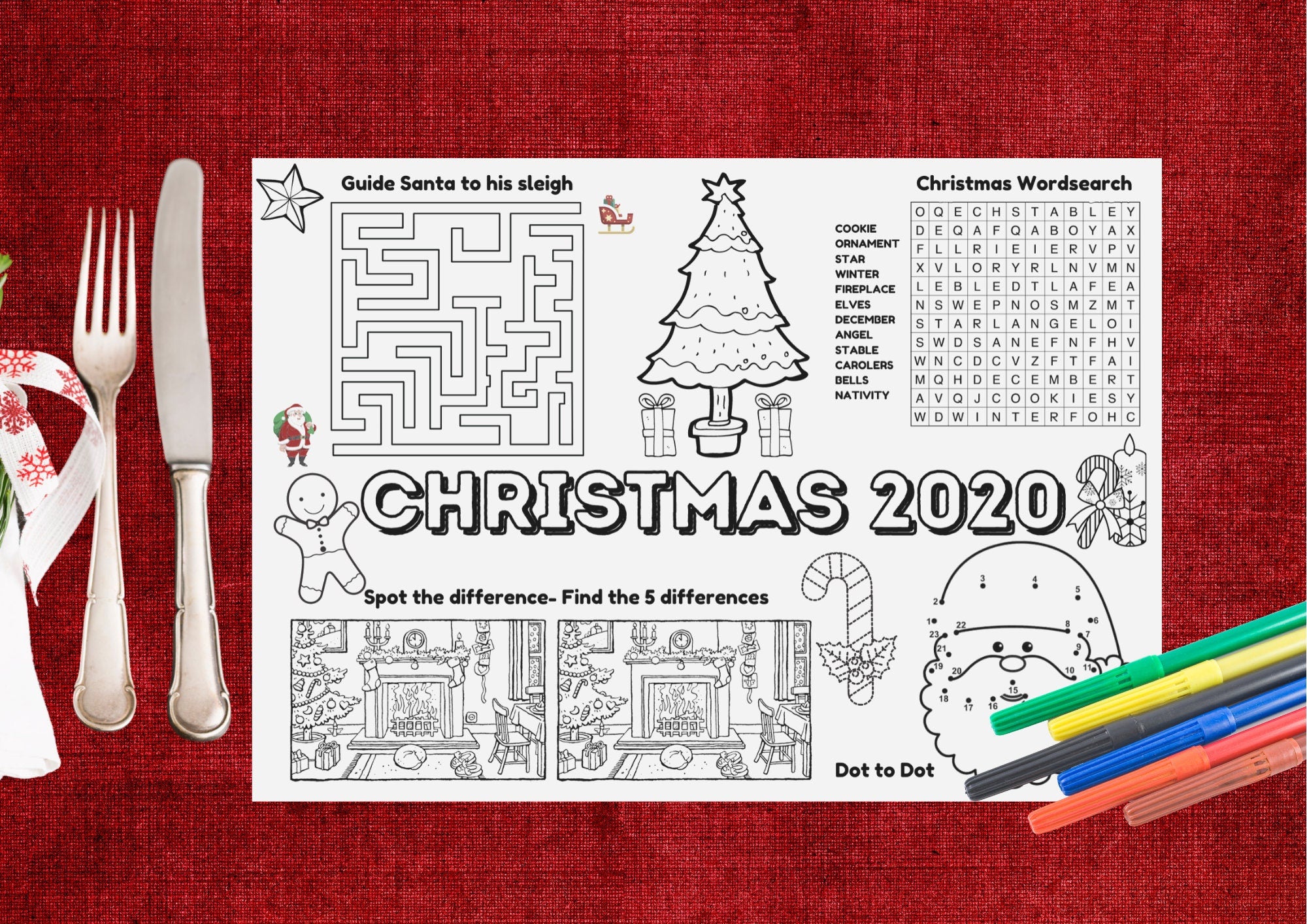 Personalised Children's Christmas activity sheets