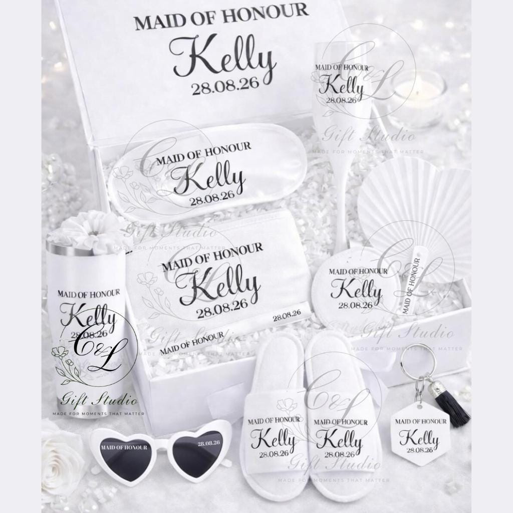 Bridal Party Gift Box | Personalised Wedding Gift Set | Bridesmaid Maid of Honour Mother of the Bride Flower Girl | Wedding Keepsake Gift