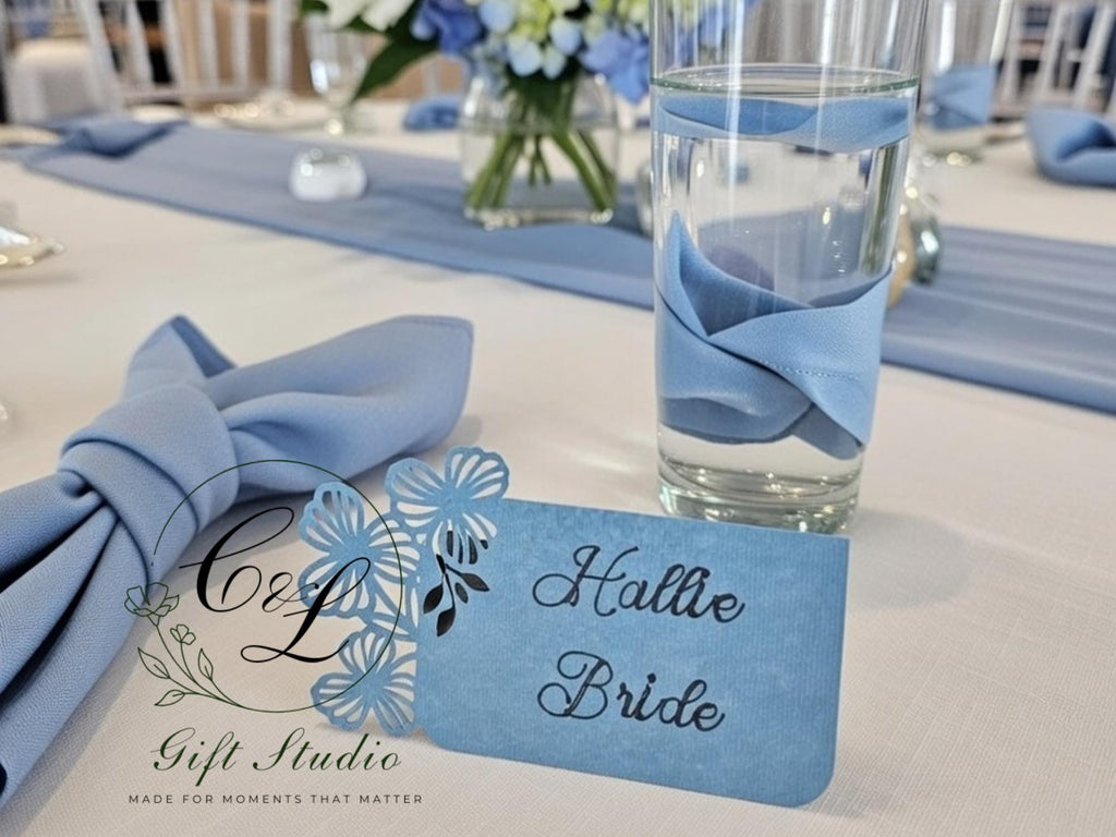 Personalised Flower Laser Cut Wedding Name Place Cards | Elegant Table Names | Wedding Place Settings | Luxury Wedding Decor