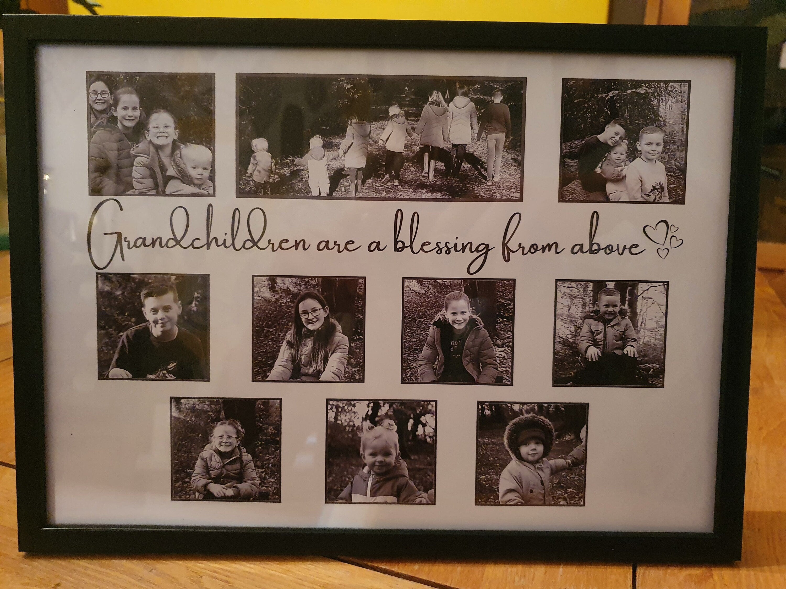 Grandchildren are a blessing from above black and white photo print.