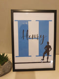 Personalised boy Initial football Nursery/ Bedroom Print- different colours
