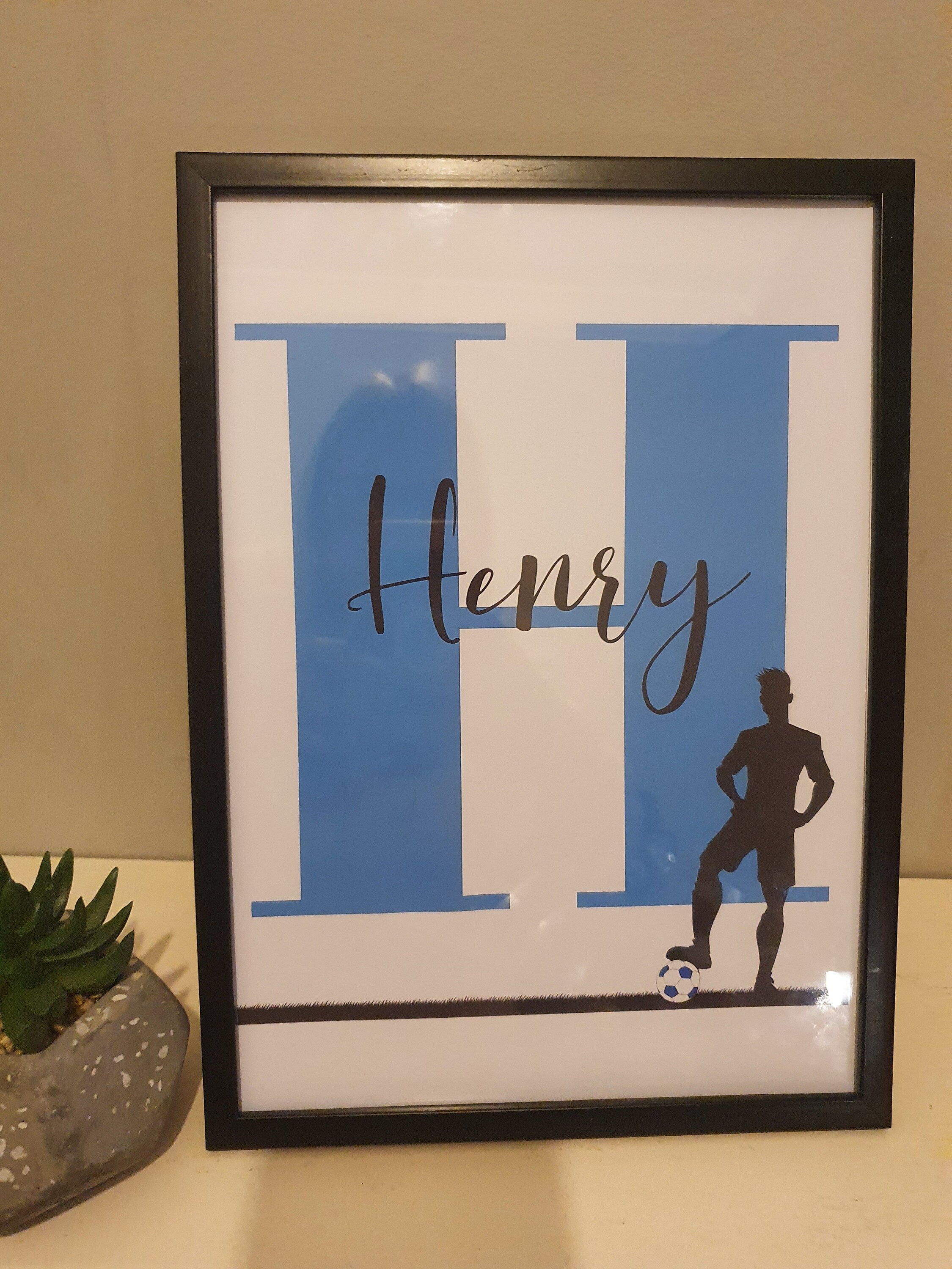 Personalised boy Initial football Nursery/ Bedroom Print- different colours