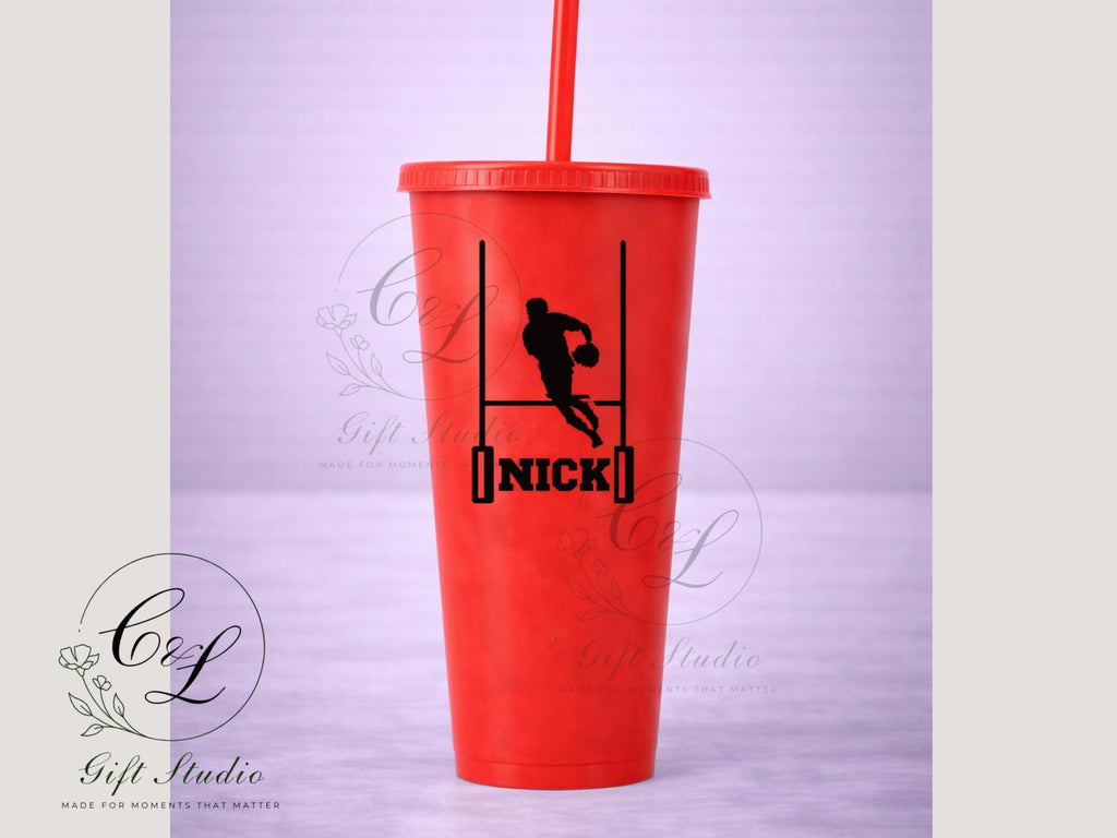 Personalised Rugby Gift Set | Custom Rugby T-Shirt, Water Bottle, Cold Cup, Mug & Drawstring Bag | Rugby Player Gift