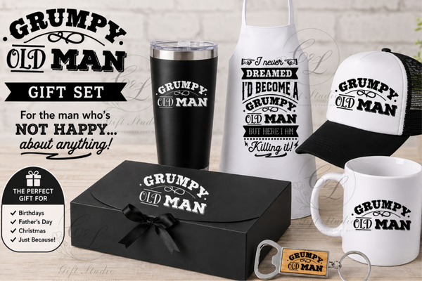Grumpy Old Man Gift Set | Funny Men’s Gift Box | Dad Grandad Husband Gift | Birthday Father’s Day Christmas Gift | Personalised Gift