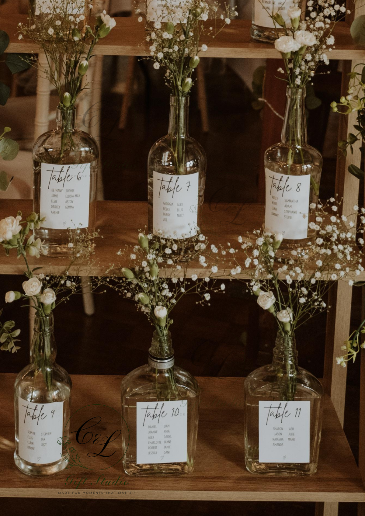 Personalised Wedding Table Plan Labels | Bottle Table Number Stickers | Wedding Seating Plan Labels | Custom Guest List Labels