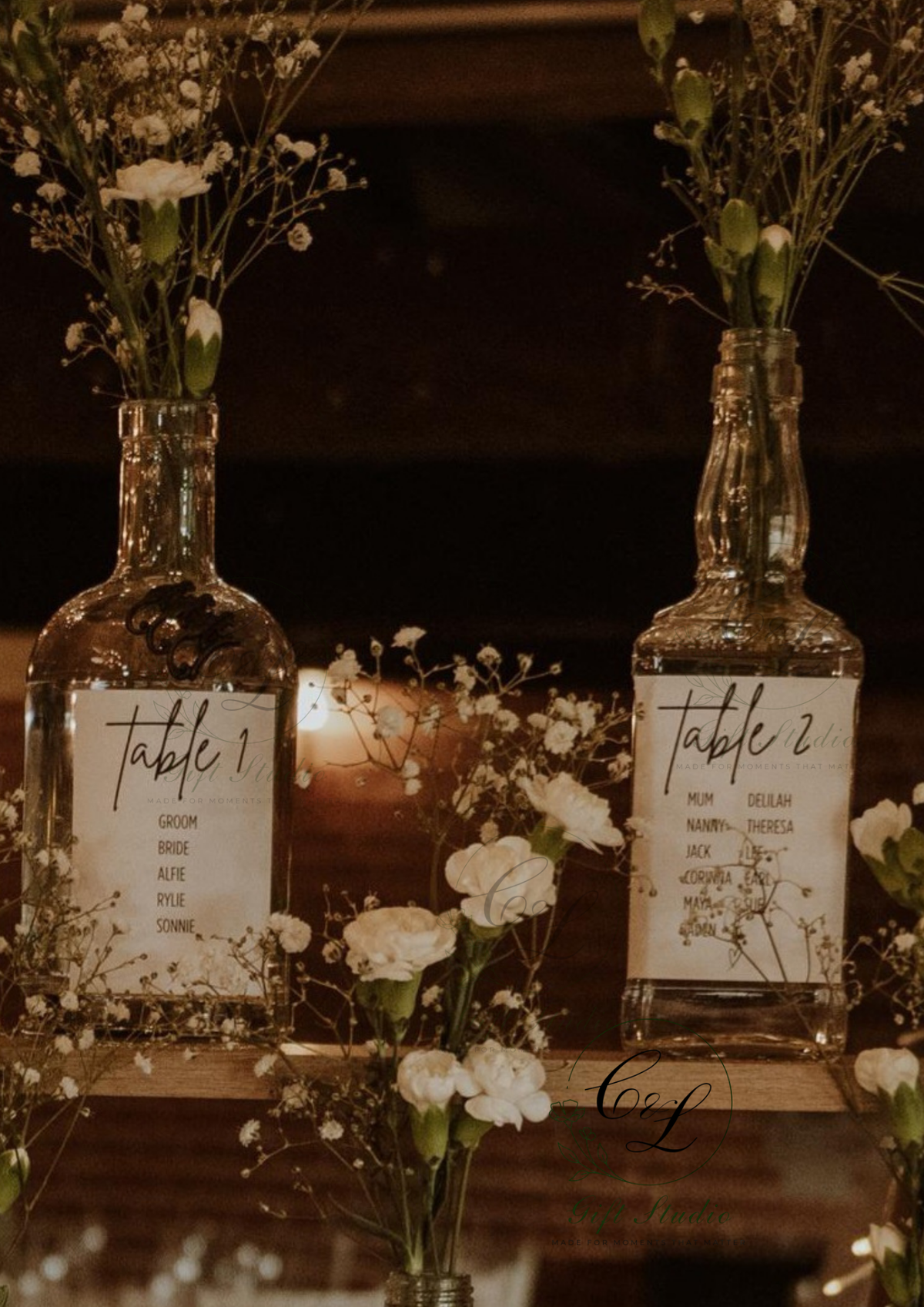 Personalised Wedding Table Plan Labels | Bottle Table Number Stickers | Wedding Seating Plan Labels | Custom Guest List Labels